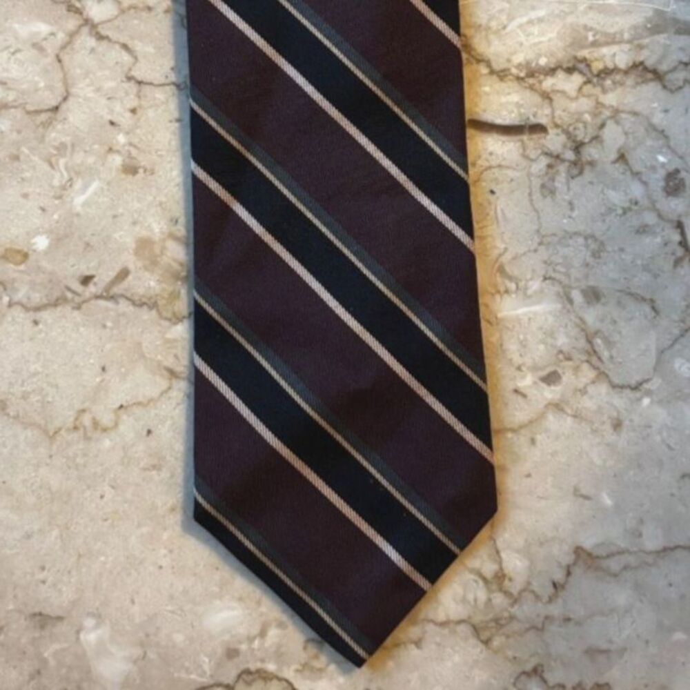 Vintage Mens Tie Ferrell Reed for Nordstrom Brown Black Stripes 100% Silk